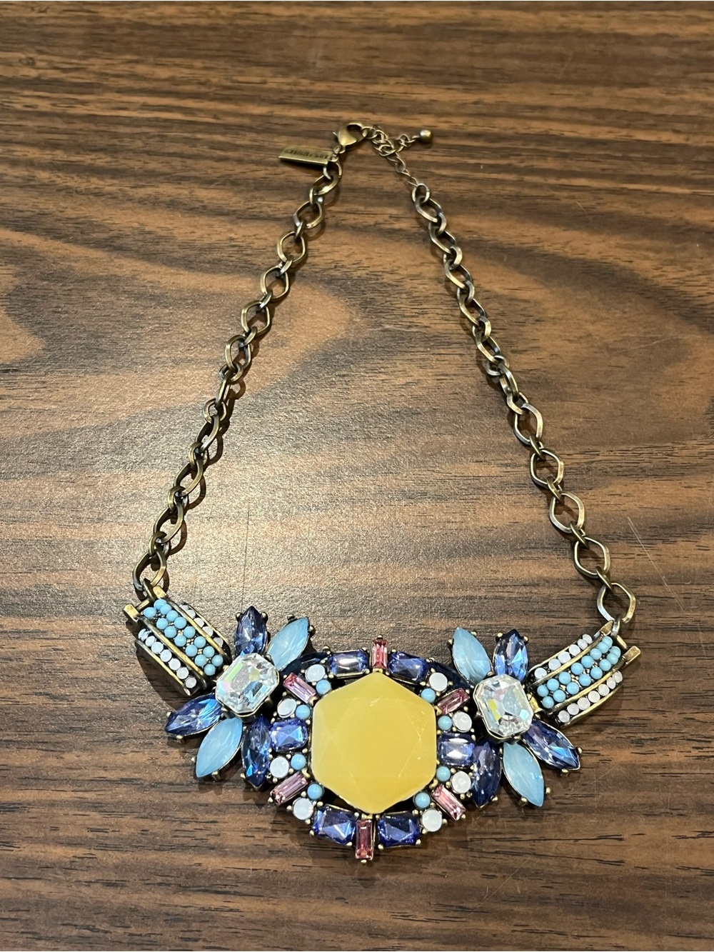 The Limited Statement Multicolor Collar Necklace on Antiqued Brass Chain